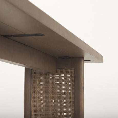 Mercana Grier Medium Brown Solid Wood w/ Cane Console Table