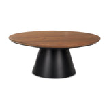 Mercana Mitchell 40.0L x 40.0W x 16.0H Black Metal Pedestal Base with Brown Wood Top Coffee Table