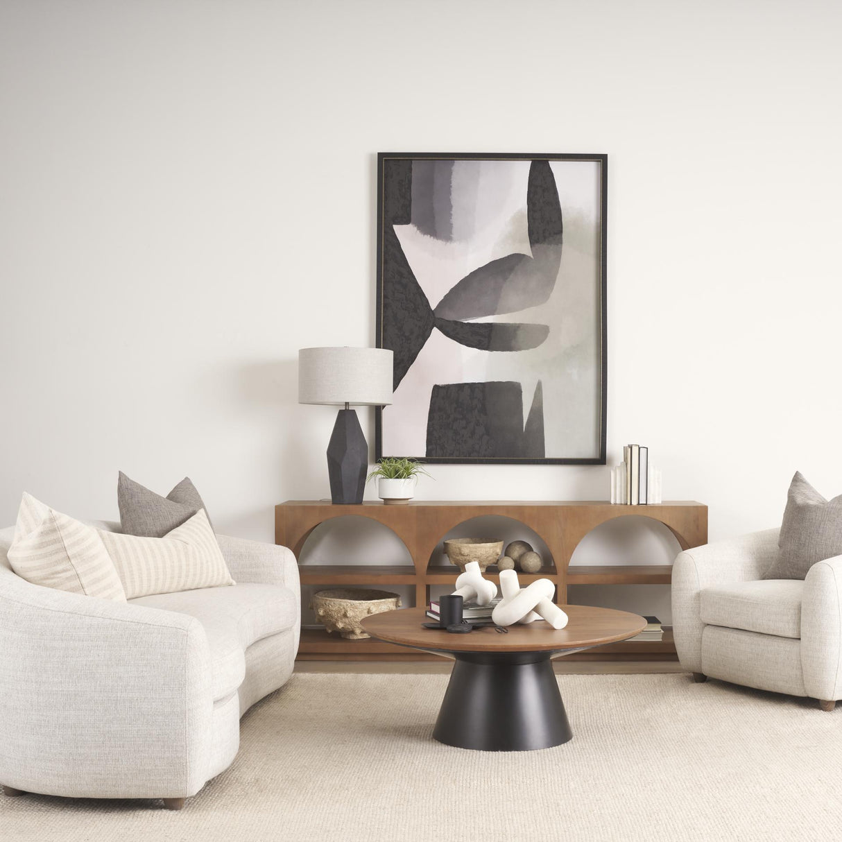 Mercana Mitchell 40.0L x 40.0W x 16.0H Black Metal Pedestal Base with Brown Wood Top Coffee Table