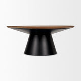 Mercana Mitchell 40.0L x 40.0W x 16.0H Black Metal Pedestal Base with Brown Wood Top Coffee Table