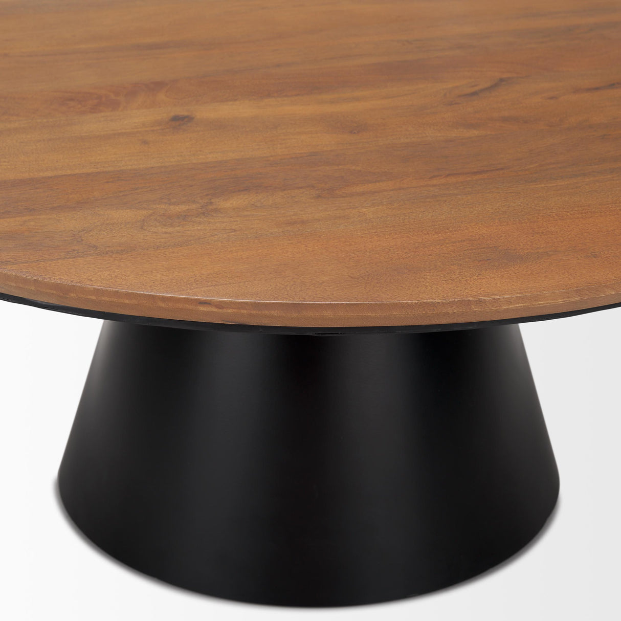 Mercana Mitchell 40.0L x 40.0W x 16.0H Black Metal Pedestal Base with Brown Wood Top Coffee Table