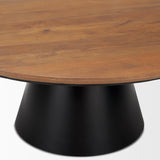 Mercana Mitchell 40.0L x 40.0W x 16.0H Black Metal Pedestal Base with Brown Wood Top Coffee Table