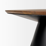 Mercana Mitchell 40.0L x 40.0W x 16.0H Black Metal Pedestal Base with Brown Wood Top Coffee Table