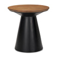 Mercana Mitchell 22.0L x 22.0W x 23.0H Black Metal Pedetal Base with Brown Wood Top Side Table