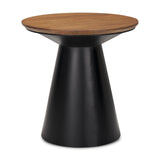Mercana Mitchell 22.0L x 22.0W x 23.0H Black Metal Pedetal Base with Brown Wood Top Side Table