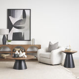 Mercana Mitchell 22.0L x 22.0W x 23.0H Black Metal Pedetal Base with Brown Wood Top Side Table