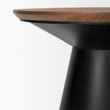 Mercana Mitchell 22.0L x 22.0W x 23.0H Black Metal Pedetal Base with Brown Wood Top Side Table
