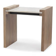 Mercana Athens Light Brown Wood w/ White Marble Accent Table