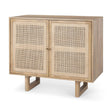 Mercana Grier 36L x 18W x 31H Light Brown Wood w/ Cane 2 Door Accent Cabinet