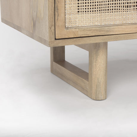 Mercana Grier 36L x 18W x 31H Light Brown Wood w/ Cane 2 Door Accent Cabinet