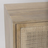 Mercana Grier 36" Light Brown Wood w/ Cane 2 Door Accent Cabinet