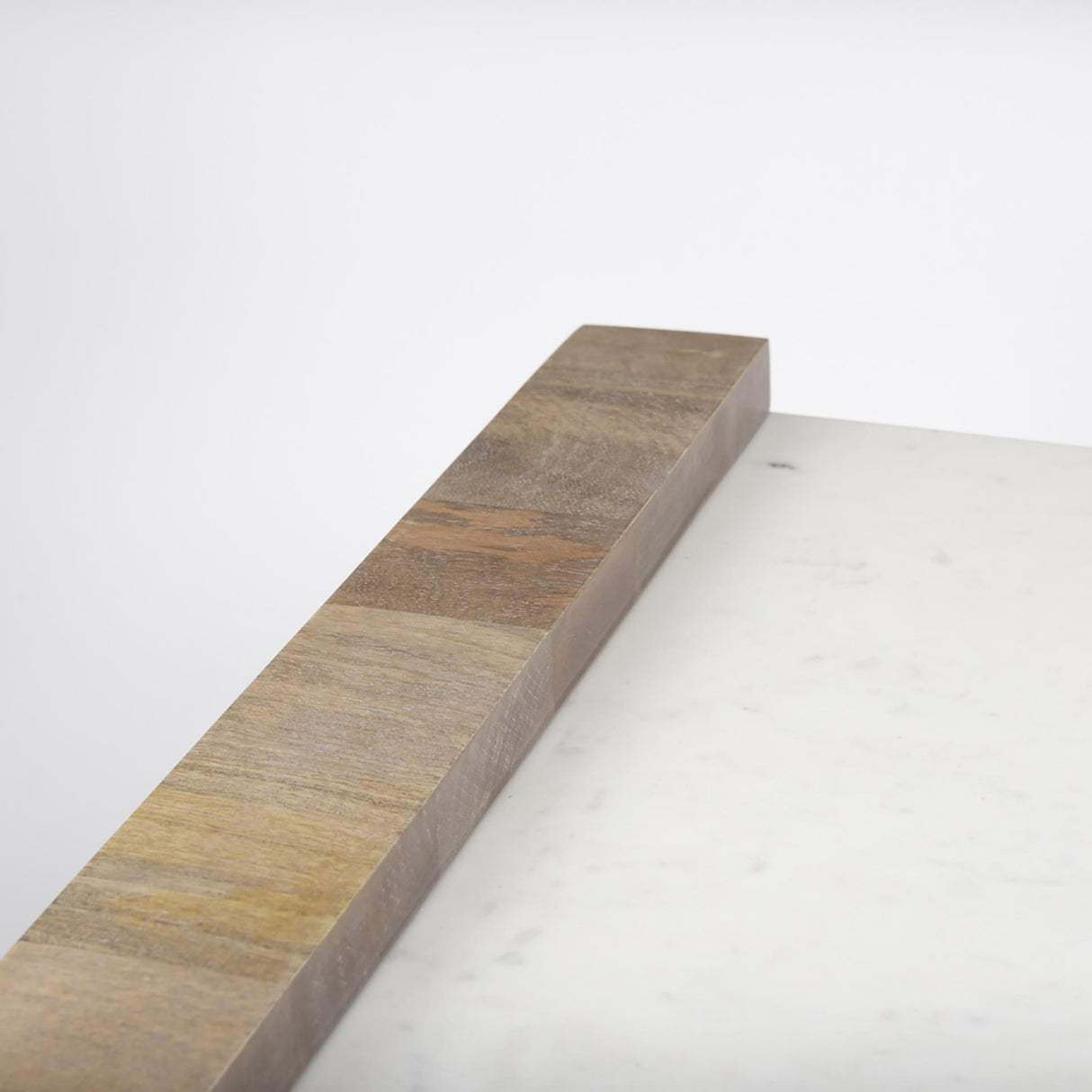Mercana Athens 48.0L x 28.0W x 16.0H Light Brown Wood and White Marble Coffee Table