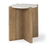 Mercana Bianca Wood and Marble Accent Table