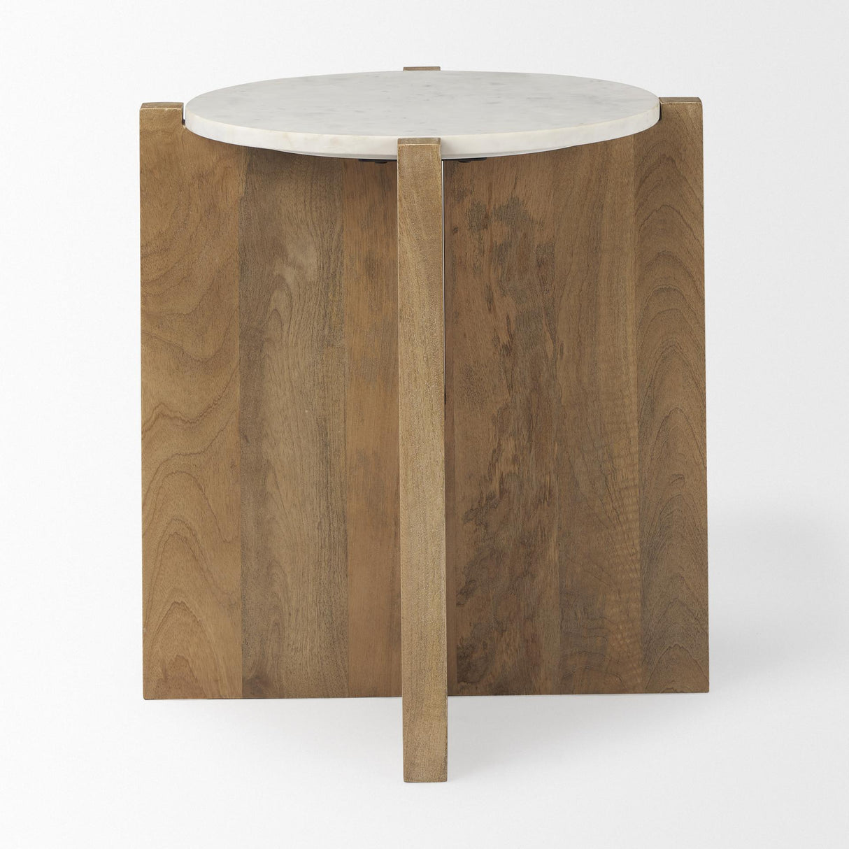 Mercana Bianca Wood and Marble Accent Table