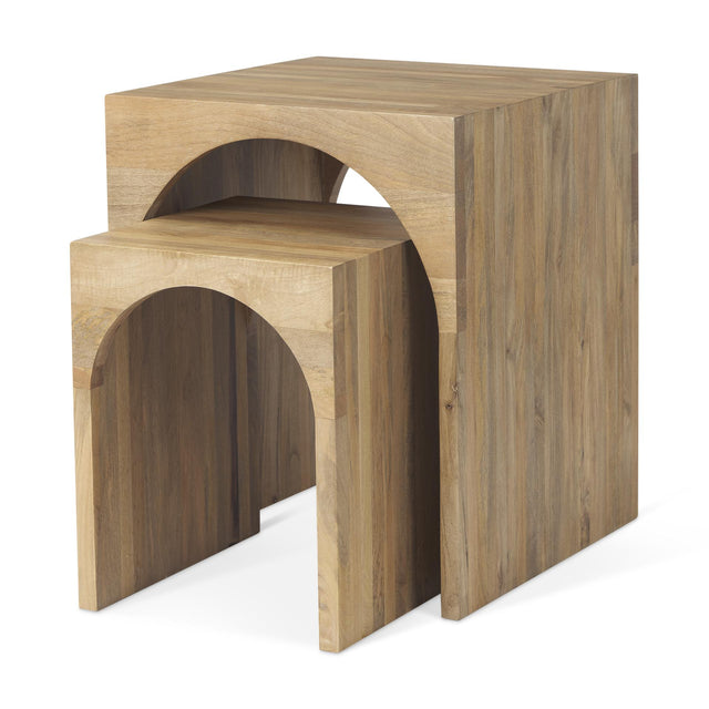 Mercana Chloe 20.0L x 20.0W x 24.0H Set of 2 Cottage Wood Nesting Accent Tables