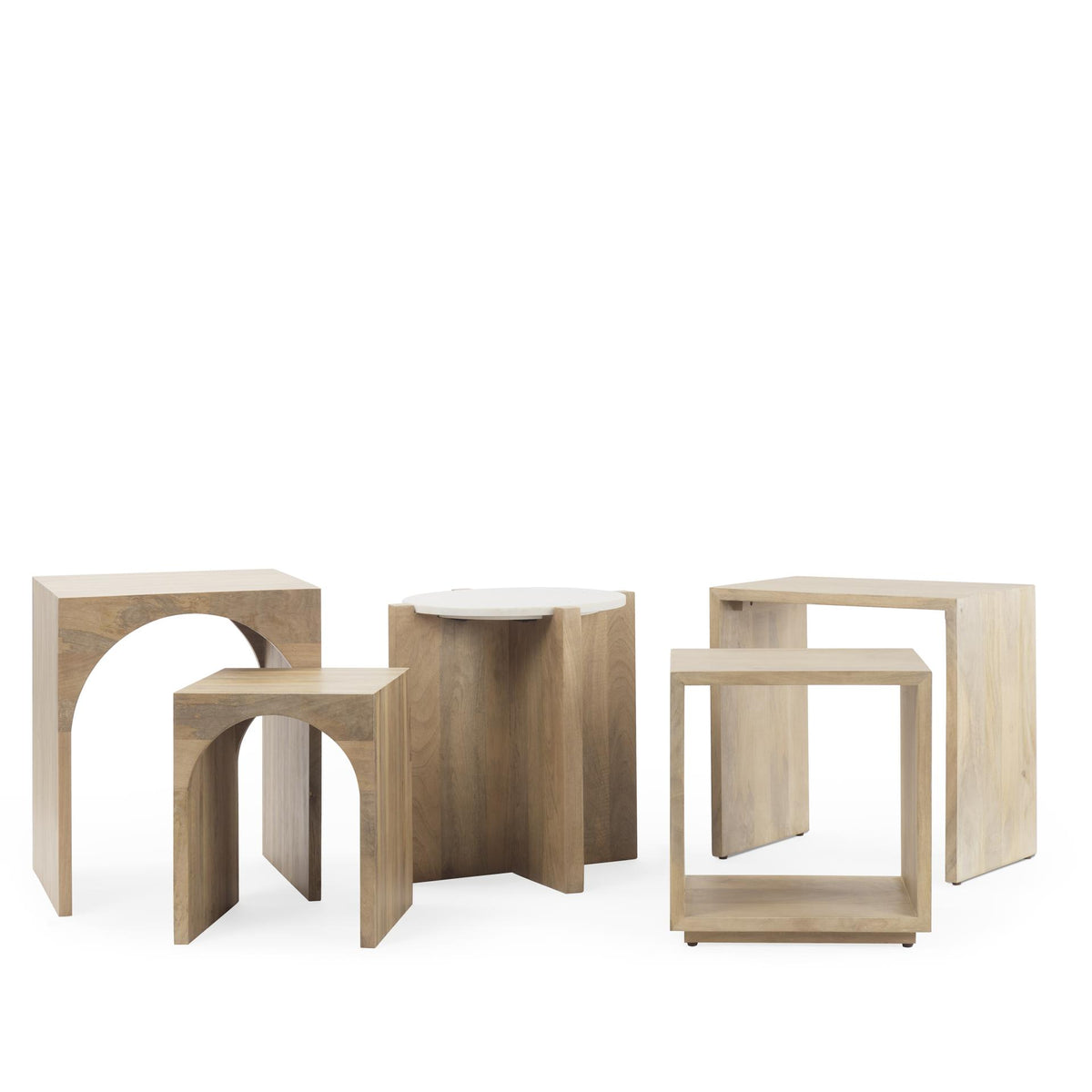 Mercana Chloe 20.0L x 20.0W x 24.0H Set of 2 Cottage Wood Nesting Accent Tables