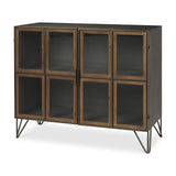 Mercana Pandora Dark Brass Metal W/Red Wood 2 Door Accent Cabinet
