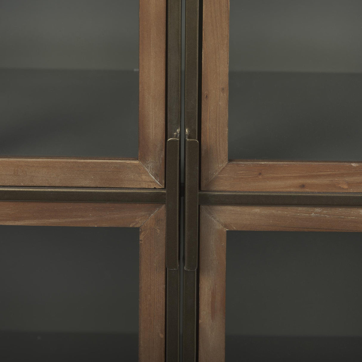 Mercana Pandora Dark Brass Metal W/Red Wood 2 Door Accent Cabinet