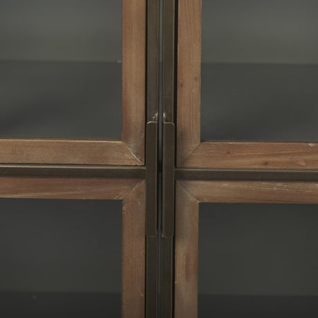 Mercana Pandora Dark Brass Metal W/Red Wood 2 Door Accent Cabinet