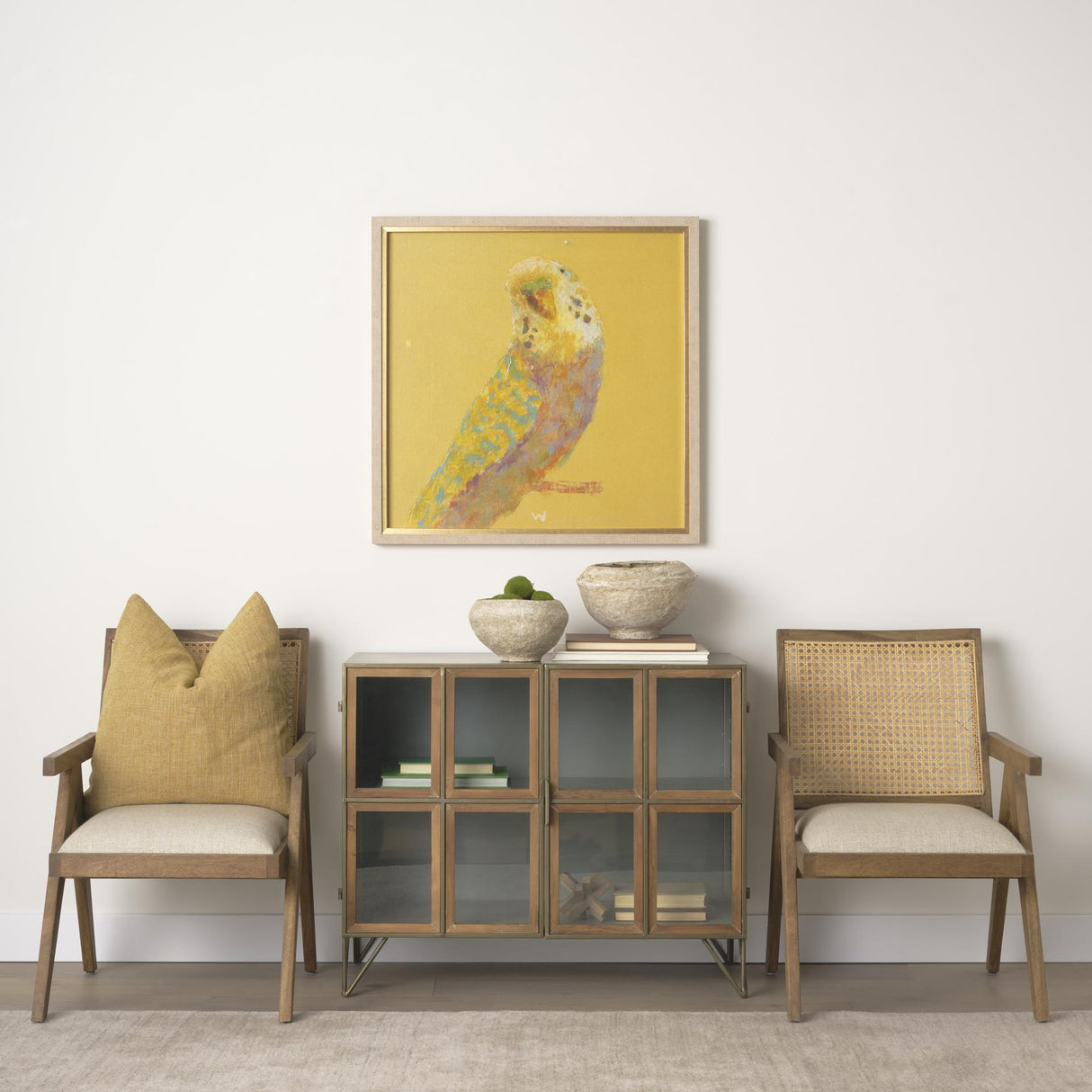 Mercana Pandora Dark Brass Metal W/Red Wood 2 Door Accent Cabinet