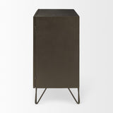 Mercana Pandora Dark Brass Metal W/Red Wood 2 Door Accent Cabinet