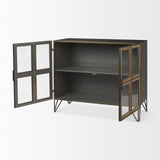 Mercana Pandora Dark Brass Metal W/Red Wood 2 Door Accent Cabinet