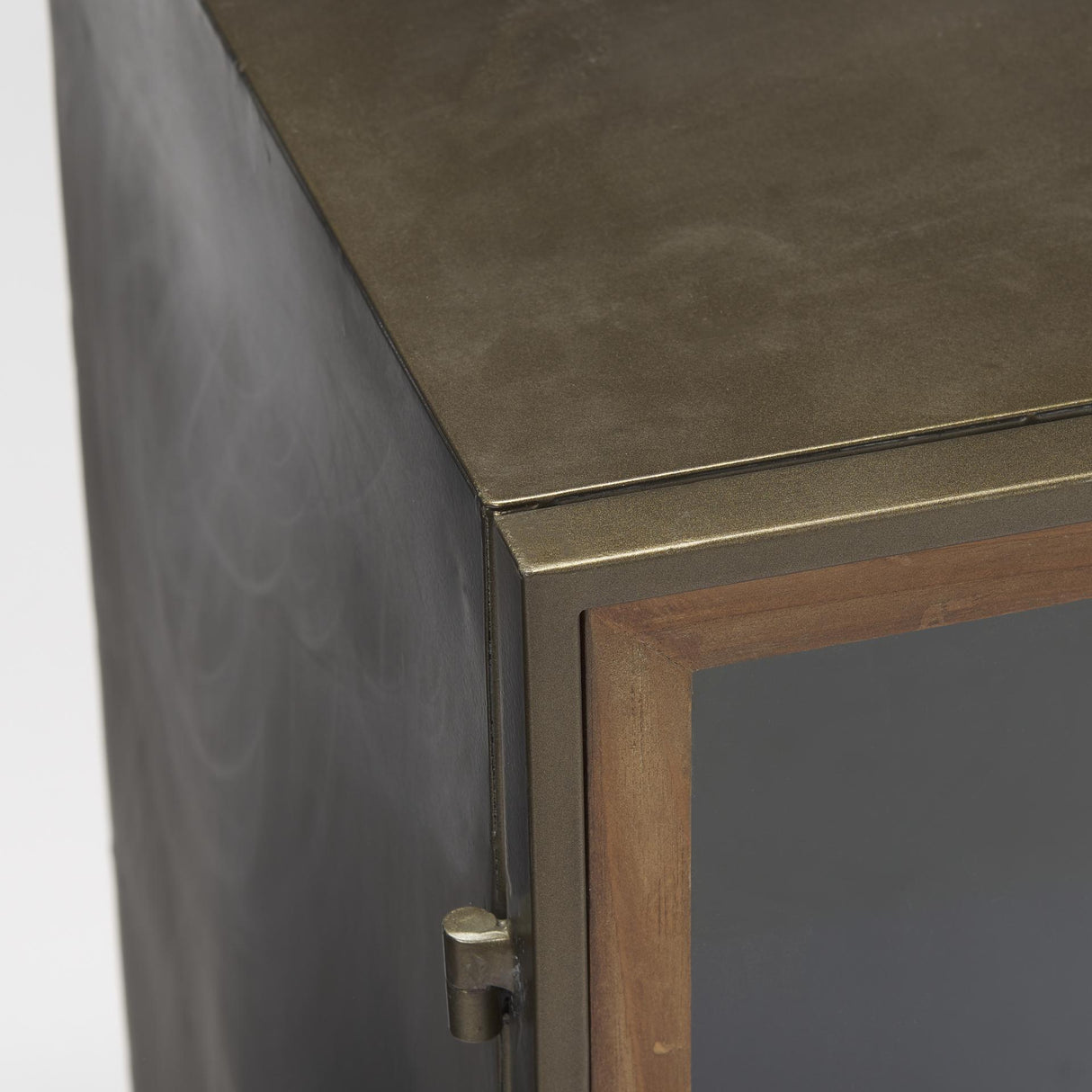 Mercana Pandora Dark Brass Metal W/Red Wood 2 Door Accent Cabinet