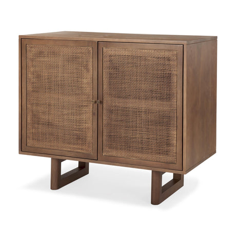 Mercana Grier Medium Brown Wood w/ Cane 2 Door Accent Cabinet