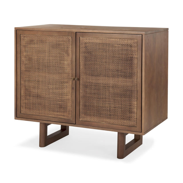 Mercana Grier Medium Brown Wood w/ Cane 2 Door Accent Cabinet