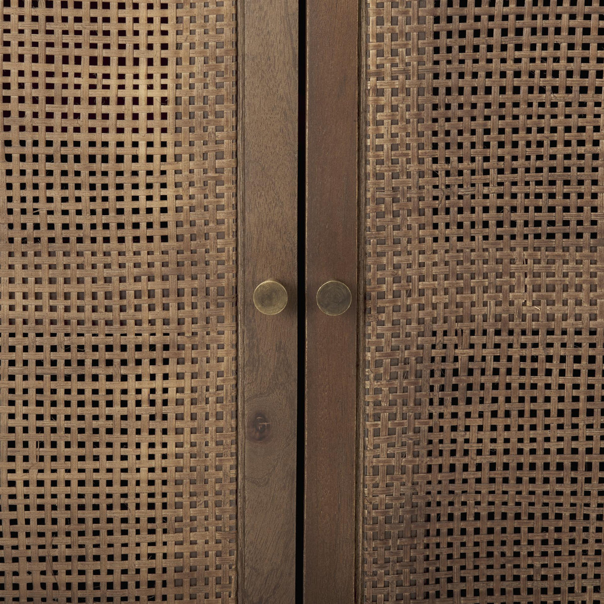 Mercana Grier Medium Brown Wood w/ Cane 2 Door Accent Cabinet