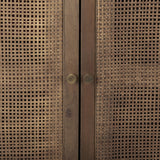 Mercana Grier Medium Brown Wood w/ Cane 2 Door Accent Cabinet