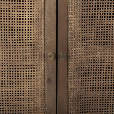 Mercana Grier Medium Brown Wood w/ Cane 2 Door Accent Cabinet