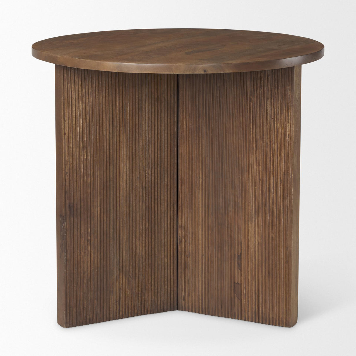 Mercana Enzo 32" Round Tabletop w/ Fluted Wood Base Foyer Accent Table