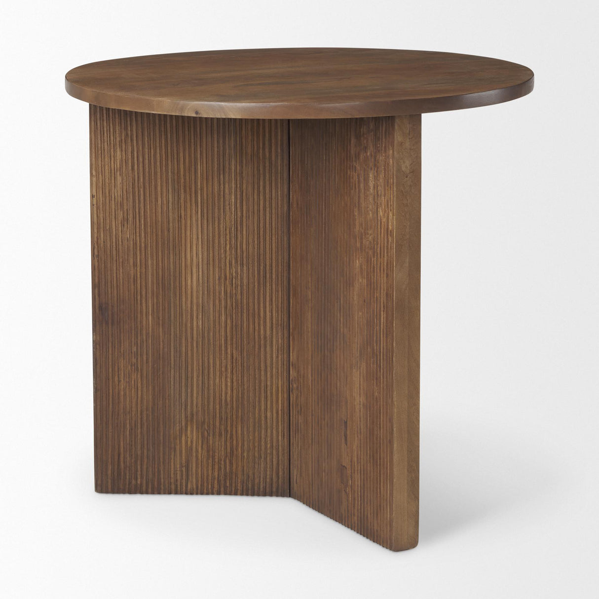 Mercana Enzo 32" Round Tabletop w/ Fluted Wood Base Foyer Accent Table