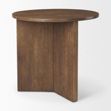 Mercana Enzo 32" Round Tabletop w/ Fluted Wood Base Foyer Accent Table