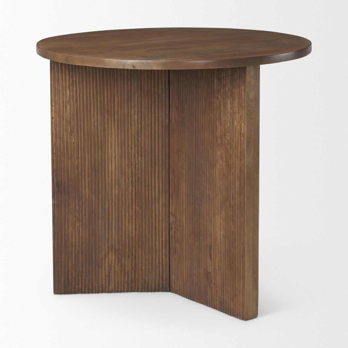 Mercana Enzo 32" Round Tabletop w/ Fluted Wood Base Foyer Accent Table
