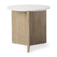 Mercana Enzo Marble Tabletop w/ Fluted Light Wood Base Foyer Accent Table