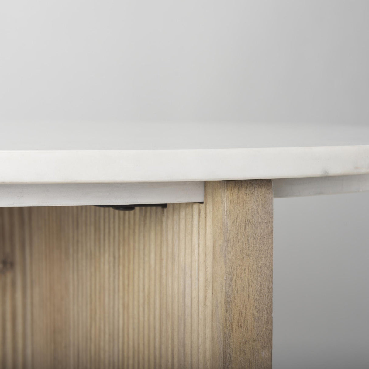 Mercana Enzo Marble Tabletop w/ Fluted Light Wood Base Foyer Accent Table