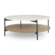 Mercana Larkin Marble Top w/ Brown Wood Shelf Round Coffee Table