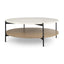 Mercana Larkin Marble Top w/ Brown Wood Shelf Round Coffee Table
