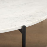 Mercana Larkin Marble Top w/ Brown Wood Shelf Round Coffee Table