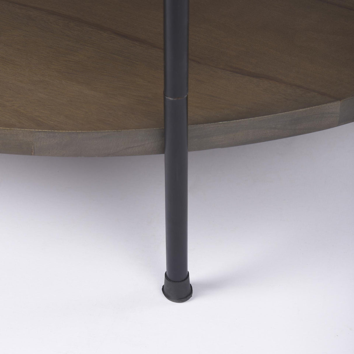 Mercana Larkin 42" Round Two-Tier White Marble Top and Solid Wood Shelf w/ Black Metal Frame Coffee Table