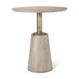 Mercana Maxwell 32" Round Light Wood Tabletop & Base w/ Gold Metal Accent Pedestal Bistro Table