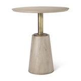 Mercana Maxwell 32" Round Light Wood Tabletop & Base w/ Gold Metal Accent Pedestal Bistro Table