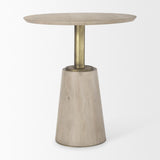 Mercana Maxwell 32" Round Light Wood Tabletop & Base w/ Gold Metal Accent Pedestal Bistro Table