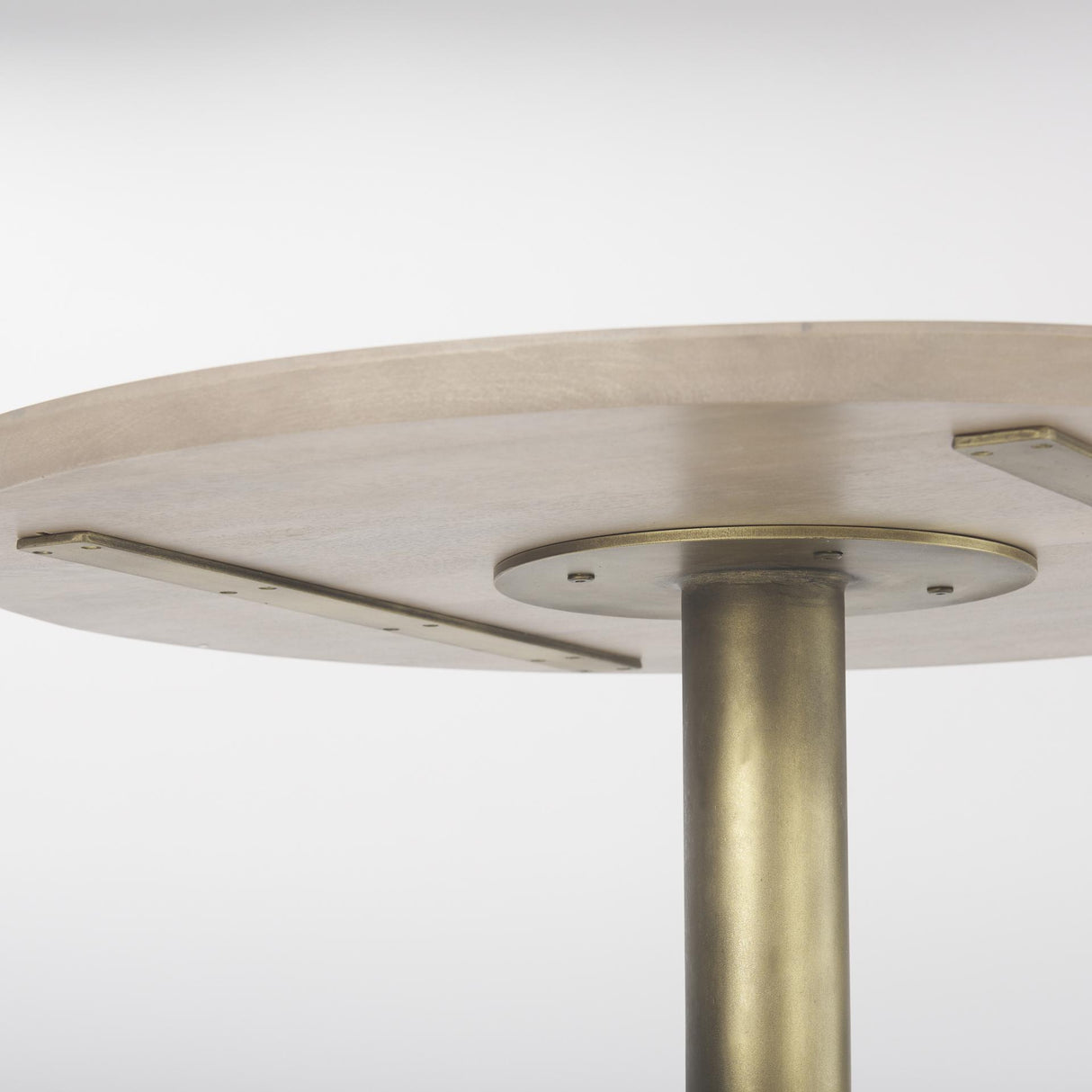 Mercana Maxwell 32" Round Light Wood Tabletop & Base w/ Gold Metal Accent Pedestal Bistro Table