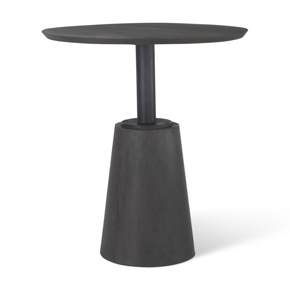 Mercana Maxwell 32" Round Black-Brown Wood w/ Black Metal Pedestal Bistro Table