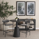Mercana Maxwell 32" Round Black-Brown Wood w/ Black Metal Pedestal Bistro Table