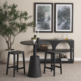 Mercana Maxwell 32" Round Black-Brown Wood w/ Black Metal Pedestal Bistro Table