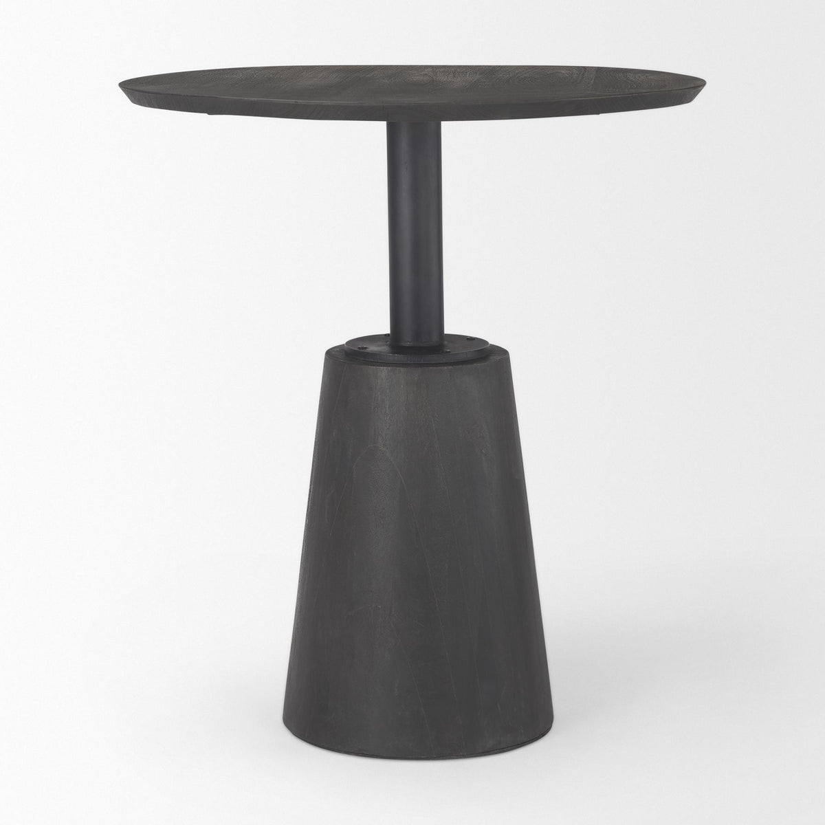 Mercana Maxwell 32" Round Black-Brown Wood w/ Black Metal Pedestal Bistro Table